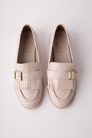 Muggo Tassel Gold Tokalı Püsküllü Kadın Günlük Loafer Ayakkabı Ten