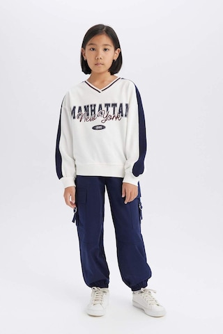 DeFacto Kız Çocuk Paraşüt Kargo Jogger Paça Pamuklu Pantolon D7608A825SPNV251 Lacivert