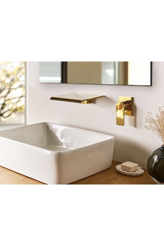 Aponwao Duvara Monte Lavabo Bataryası, Tek Kulplu Pirinç Musluk Altın