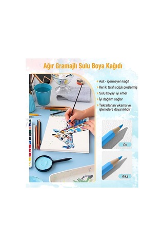 Resim Defteri 50x70 Cm 1 Adet Herboy 120 Gr Sulu Boya Eskiz Defteri Karakalem Çizim 20 Sayfa Dokulu Kağıt