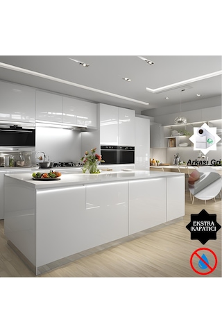 50cm X 100cm Parlak Beyaz Mobilya Ve Dolap Kaplama Folyosu Lake , Arkası Gri