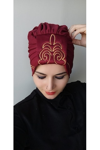 Kadın Şal Desen Çift Taraflı Bone Bordo
