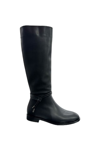 Beyaz Park Moda Lisa Günlük Kadın Dizaltı Çizme Siyah Siyah