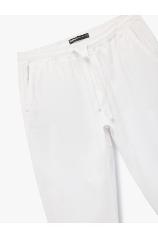 Koton Pamuklu Regular Fit Cepli Beli Bağcıklı Pantolon Beyaz 6sam40009hw