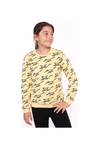 Toontoy Kız Çocuk Komple Balık Kuyruğu Baskılı Sweatshirt Sarı