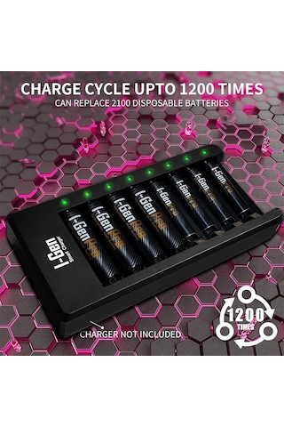 G821 8'li Pil Şarj Aleti + 4 Adet Aa Pro 2950 Mah + 4 Adet Aaa Pro 1100 Mah Şarjlı Kalem Pilli Set 1.2v Ni-mh