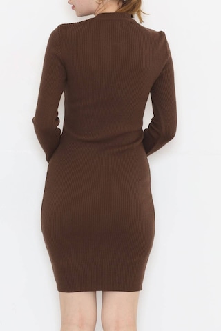 Bensu Store - Bisiklet Yaka Triko Elbise Kahve - 571.1612. 001