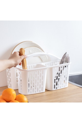 Porsima 8114 Org-51 3 Bölmeli Düzenleyici Sepet - Organizer Beyaz