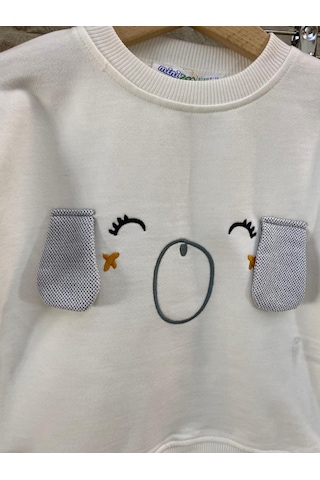 Minizoo Baby Köpek Kulaklı Erkek Çocuk Eşofman Takım Beyaz