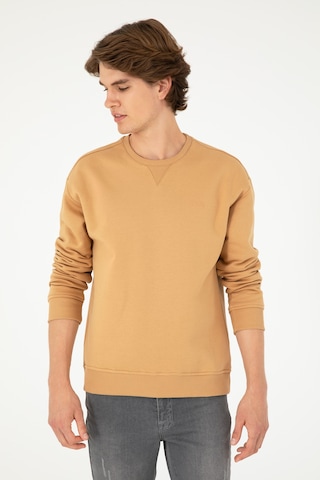U.S. Polo Assn. Erkek Bisiklet Yaka Camel Basic Şardonlu Sweatshirt 50295148-VR015