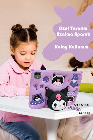 Apple Ipad 8. Ve 9. Nesil 10.2 Inç 2020 / 2021 Uyumlu Kedi Kılıf Standlı Eğlenceli Koruma Levander