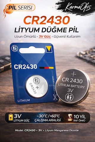 Cr2430 3v Lityum Düğme Pil Araç Kumandası, Akıllı Sensör, Tartı Ve Elektronik Cihaz Pili