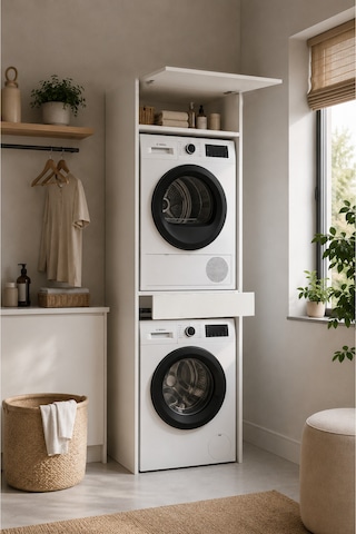 Nest Çamaşır Makinası Dolabı İki Y:214 G:67 D:60 / Beyaz