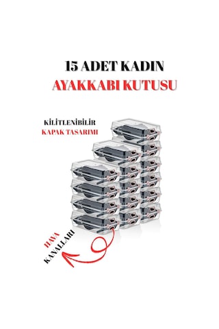 15 Li Kadın Ayakkabı Saklama Kutusu Şeffaf Ve Düzenleyici Set Şeffaf