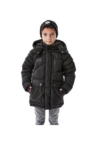 Benitto Kids Erkek Çocuk Kapüşonlu Kalın Kışlık Mont 51335 Siyah