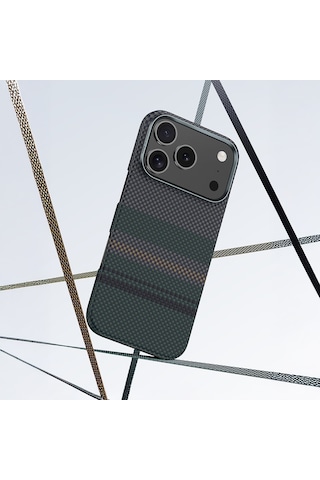 Apple Uyumlu iPhone 17 Kılıf M-safe Şarj Özellikli Karbon Fiber Benks Aurora Armorair Kevlar Kapak Siyah