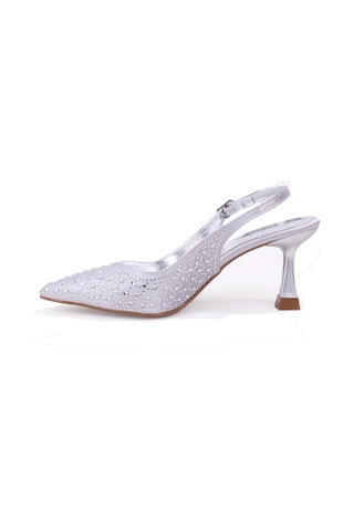 Dagoster Dza07-1143750 Gümüş 7,5 Cm İnce Topuklu Abiye Kadın Ayakkabı