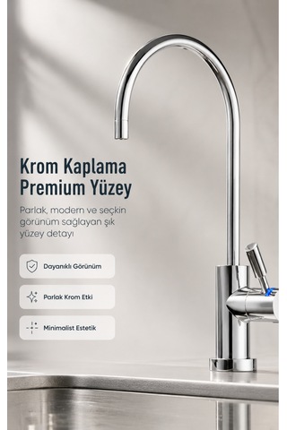Ncps883cp-l Led Göstergeli Krom Arıtma Musluğu Premium Ro Musluk Gümüş