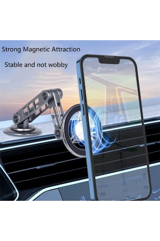 G198 Ayarlanabilir Robotik Kol Cep Telefonu Standı Araba Pano Ön Cam Manyetik Telefon Tutucu Gümüş
