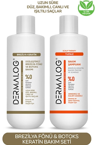 Dermalog Saç Düzleştirici Keratin Brezilya Fönü 500 ML + Dermalog Tuzsuz Şampuan 500 ML