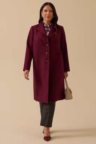 Galaxi Kadın Büyük Beden Düğmeli Kaşe Kaban 4001 Bordo Bordo