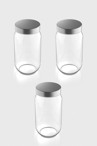 Renga Voca 1000 Ml Metal Kapaklı 3'lü Cam Kavanoz Seti 131080 Gümüş