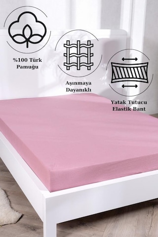 Aç-tak Lastikli Tek Kişilik Çarşaf 160x200+30 Cm Polycotton Matriss Serisi Pudra