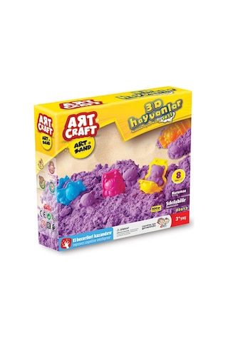Art Sand 3d Hayvanlar Seti 500 Gr. - Oyun Kumu Seti - Kinetik Kum Seti - Natural Kum - Doğal Kum Renkli