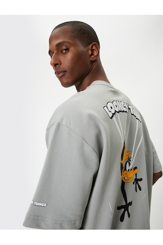 Koton Looney Tunes Oversize Tişört Lisanslı Baskılı Gri 4sam10783hk Gri