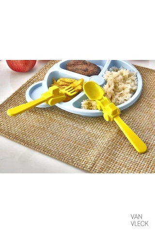 Figürlü Bebek & Çocuk Çatal Kaşık Seti Renkli, Eğlenceli Ve Dayanıklı Yemek Takımı Çok Renkli