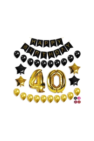 40 Yaş Yetişkin Parti Seti Gold 40 Yaş Doğum Günü Set 40 Yaş Yetişkin Parti Seti Gold 40 Yaş Doğum Günü Set