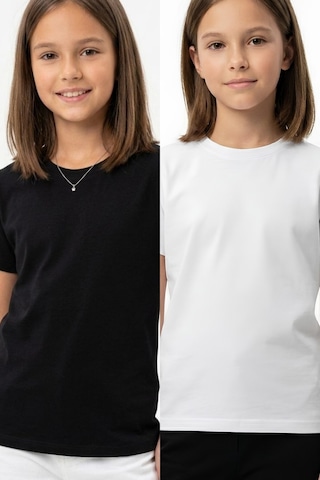 Modanıno Kız Çocuk 2'li T-shirt Geniş Kalıp Ve Basic 6-14 Yaş 12692ds Siyah