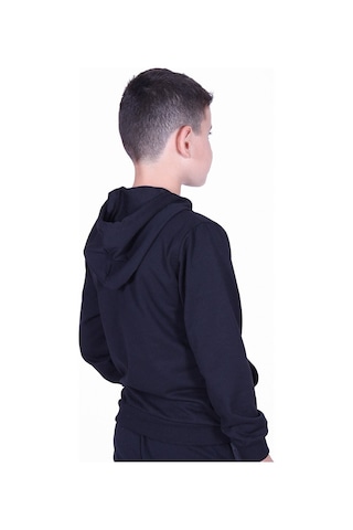 Fyk Kids Düz Kanguru Cepli Kapşonlu Sweatshirt Siyah