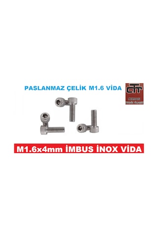M1.6 Imbus Minik Mikro Vida Inox Adet ve Boy Seçenekli 24 Adet-6 MM