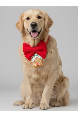 Ginger Home Köpek Papyon Tasması Kırmızı Fiyonk Boyun Aksesuarı Noel Temalı Köpek Süsü Orta Ve Büyük Irklar İçin