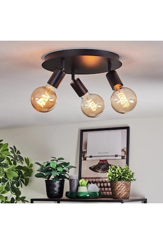 Riolight Modern Siyah 3xe27 Mafsallı Hareketli Başlık Glop Ampul Hariç Metal Spot Avize 3'lü Siyah