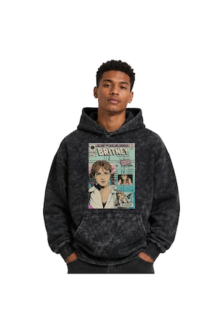 Sevbano Britney Spears Şarkıcı Baskılı Unisex Oversize Yıkamalı Premium H Siyah