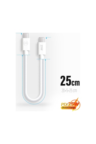Type-C Type-C 25W Destekli Kısa 25cm Hızlı Şarj Data Powerbank Ka