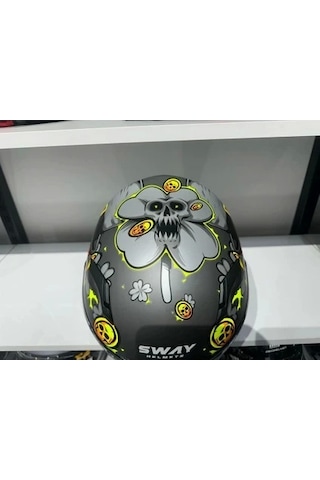 Sway Sw 820 Badboy Full Face Motosiklet Kaskı Gri Sarı Kırmızı