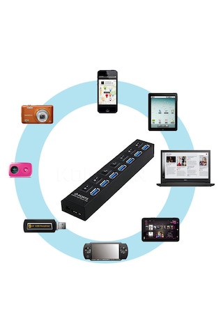 7 Port Usb 3.0 Hub Çoklayıcı Aç/kapa Tuşlu, Yüksek Hızlı Usb Splitter