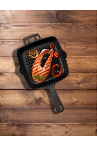 Lava Döküm Izgara Tavası 20x20 CM Metal Saplı