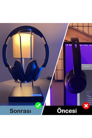 Crodle Kaymaz Tabanlı Askı Aparatlı Kulak Üstü Kulaklık Standı Mat Siyah