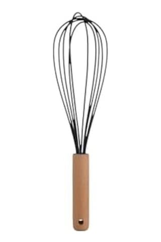 Ahşap Saplı Silikon Mutfak Hazırlık Çırpıcısı, Siyah, 27 Cm, 1 Adet