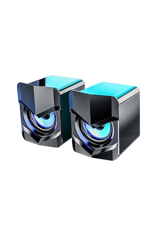 Geeksen V-158 Usb Beslemeli 3.5mm Sesli Bilgisayar Hoparlörü - Hıfı Stereo, Zengin Bas, Işık Özelliği, Siyah