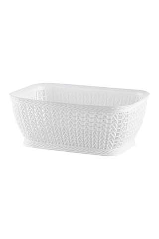 Dikdörtgen Örgü Sepet 3,5lt Rectangular Knitting Basket 3,5 L Beyaz