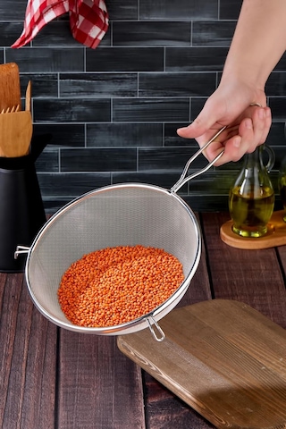 Tencereye Takılan 22 Cm Lüks Orta Boy Çelik Tel Süzgeç & Kevgir Diğer
