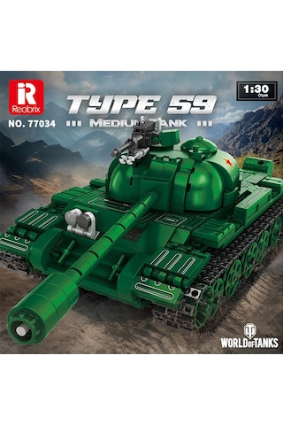 Reobrix 77035 World Of Tanks Çin Orta Tankı Type 59 Yaratıcı Yapı Blok Seti Building Blocks Chinese Medium Tank - 748 Parça