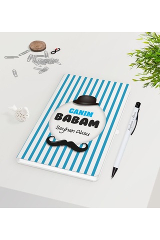 Kişiye Özel Canım Babam Tasarımlı Beyaz Defter Kalem Seti - Model N11.1342