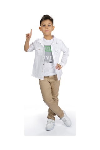 Mnk Baby & Kids Gömlek , Pantolon , T-shirt 3parça Erkek Çocuk Takım Mnk1754 Beyaz