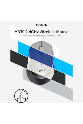Logitech M330 2.4ghz Kablosuz Fare Ergonomik Sessiz Fare 2.4g Nano Alıcı İle Tak Ve Çalıştır Masaüstü Bilgisayar Dizüstü Bilgisayar Beyaz M330